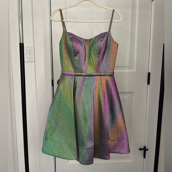 Ieena for Mac Duggal Rainbow Party Dress Size 4 - Picture 2 of 5